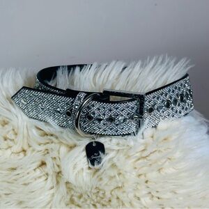 Sparkling Silver and Black Dog Collar
